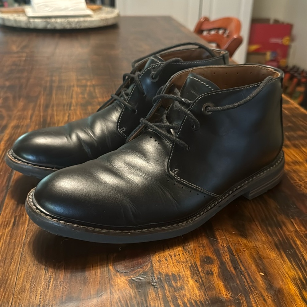 Clark’s Chukka Leather Boots, Black, Size 7